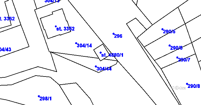 Parcela st. 4880/1 v KÚ Blansko, Katastrální mapa