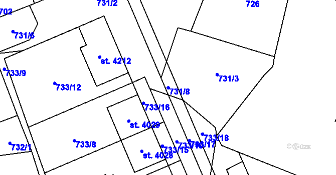 Parcela st. 731/8 v KÚ Blansko, Katastrální mapa