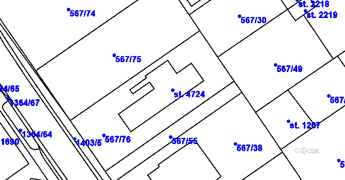 Parcela st. 4724 v KÚ Blansko, Katastrální mapa