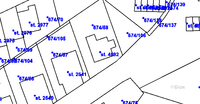 Parcela st. 4892 v KÚ Blansko, Katastrální mapa