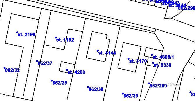 Parcela st. 4144 v KÚ Blansko, Katastrální mapa