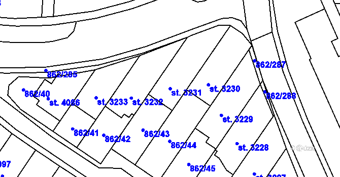 Parcela st. 3231 v KÚ Blansko, Katastrální mapa