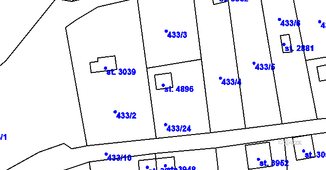 Parcela st. 4896 v KÚ Blansko, Katastrální mapa