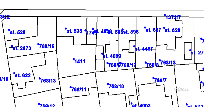 Parcela st. 4899 v KÚ Blansko, Katastrální mapa