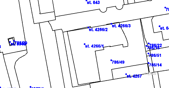 Parcela st. 4266/1 v KÚ Blansko, Katastrální mapa