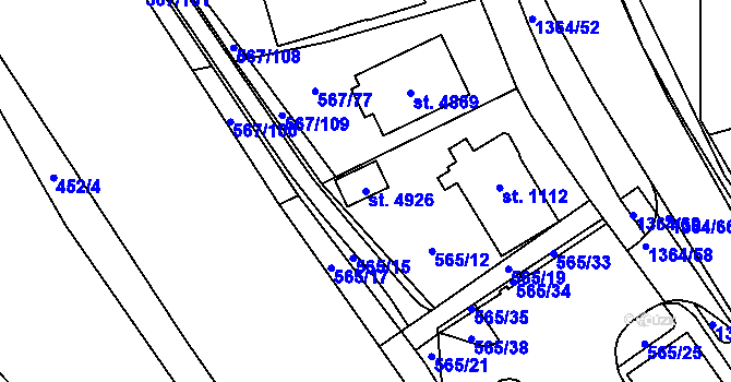 Parcela st. 4926 v KÚ Blansko, Katastrální mapa