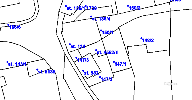 Parcela st. 4562/1 v KÚ Blansko, Katastrální mapa