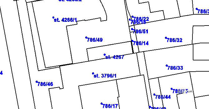 Parcela st. 4267 v KÚ Blansko, Katastrální mapa