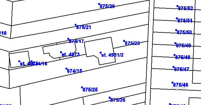 Parcela st. 4931/2 v KÚ Blansko, Katastrální mapa