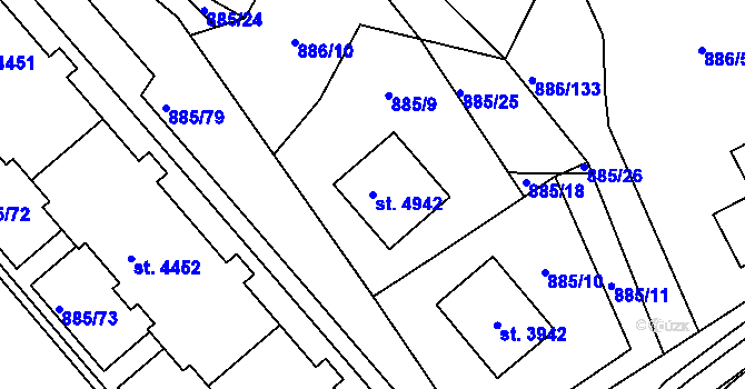 Parcela st. 4942 v KÚ Blansko, Katastrální mapa