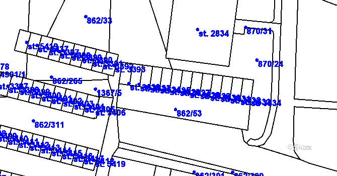 Parcela st. 3626 v KÚ Blansko, Katastrální mapa