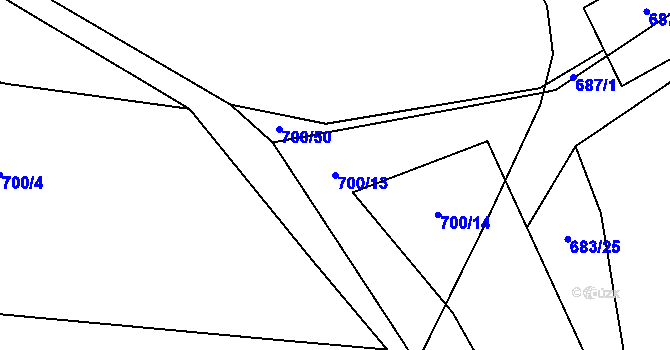 Parcela st. 700/13 v KÚ Blansko, Katastrální mapa