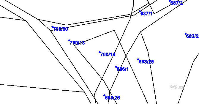 Parcela st. 700/14 v KÚ Blansko, Katastrální mapa