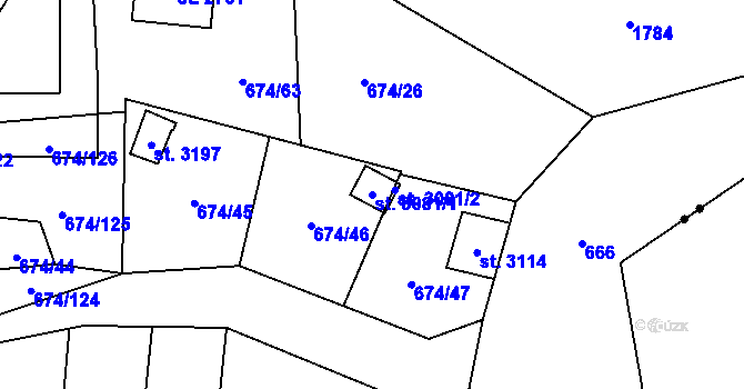 Parcela st. 3081/1 v KÚ Blansko, Katastrální mapa