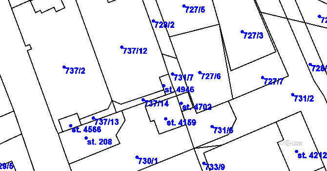 Parcela st. 4946 v KÚ Blansko, Katastrální mapa