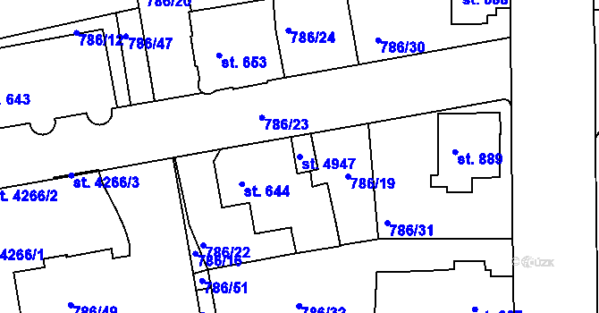 Parcela st. 4947 v KÚ Blansko, Katastrální mapa