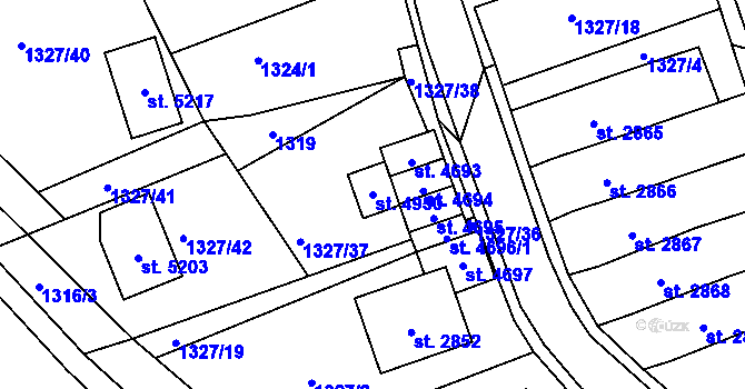 Parcela st. 4950 v KÚ Blansko, Katastrální mapa