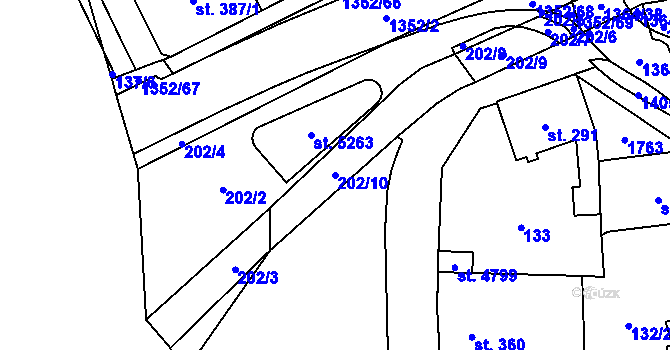 Parcela st. 202/10 v KÚ Blansko, Katastrální mapa