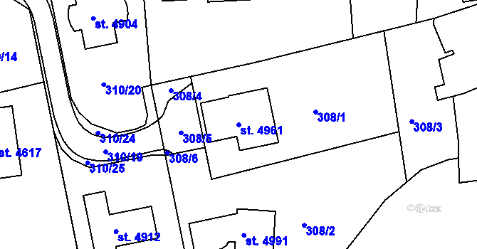 Parcela st. 4961 v KÚ Blansko, Katastrální mapa
