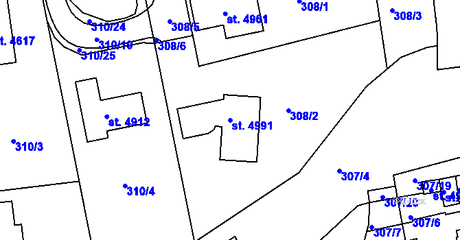 Parcela st. 4991 v KÚ Blansko, Katastrální mapa