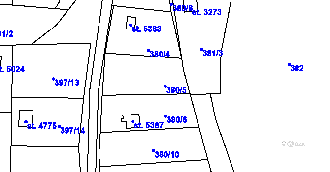 Parcela st. 380/5 v KÚ Blansko, Katastrální mapa