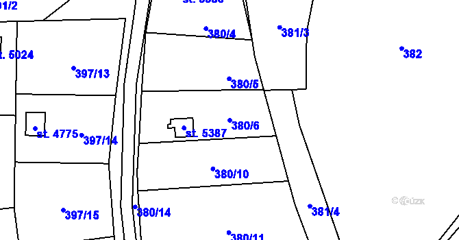 Parcela st. 380/6 v KÚ Blansko, Katastrální mapa