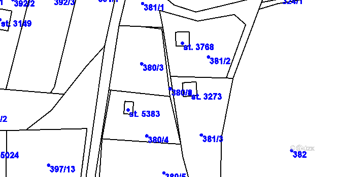Parcela st. 380/8 v KÚ Blansko, Katastrální mapa