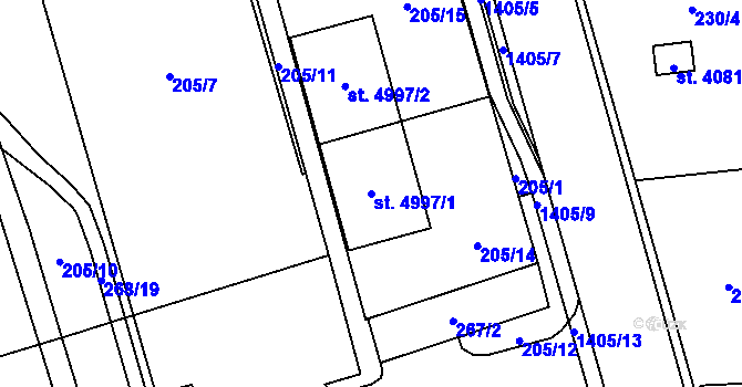 Parcela st. 4997/1 v KÚ Blansko, Katastrální mapa