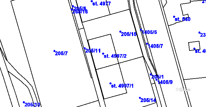 Parcela st. 4997/2 v KÚ Blansko, Katastrální mapa