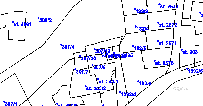 Parcela st. 4976 v KÚ Blansko, Katastrální mapa