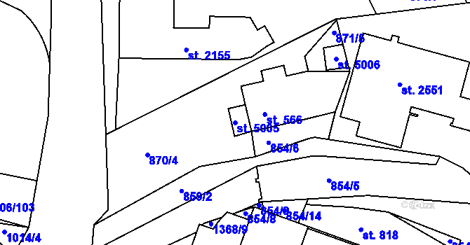Parcela st. 5005 v KÚ Blansko, Katastrální mapa