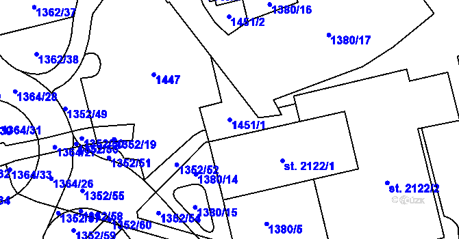 Parcela st. 1451/1 v KÚ Blansko, Katastrální mapa