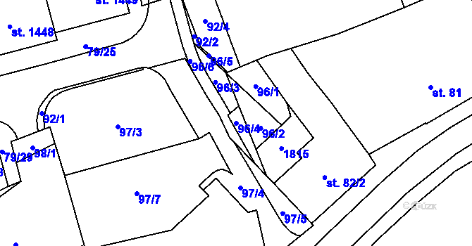 Parcela st. 96/4 v KÚ Blansko, Katastrální mapa