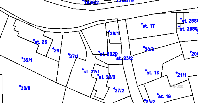 Parcela st. 5020 v KÚ Blansko, Katastrální mapa