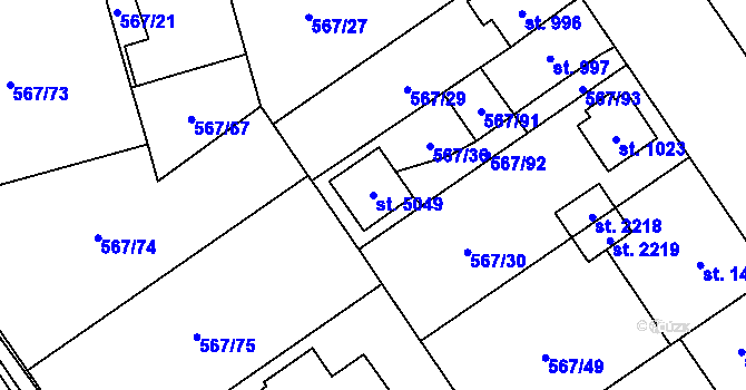 Parcela st. 5049 v KÚ Blansko, Katastrální mapa