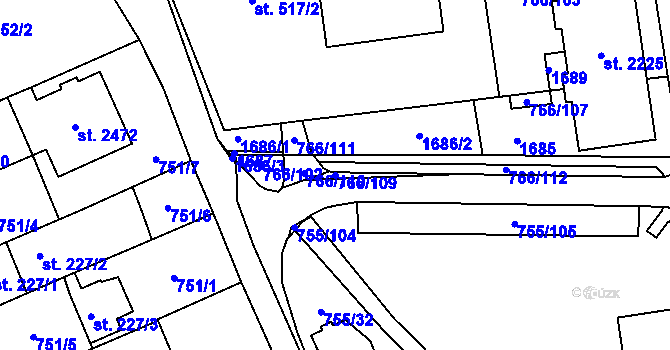 Parcela st. 766/109 v KÚ Blansko, Katastrální mapa