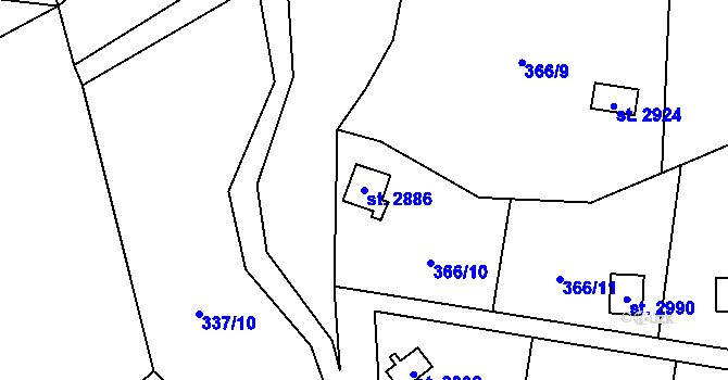 Parcela st. 2886 v KÚ Blansko, Katastrální mapa