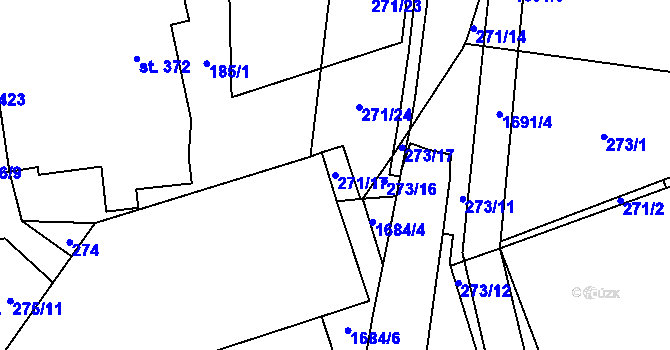 Parcela st. 271/17 v KÚ Blansko, Katastrální mapa