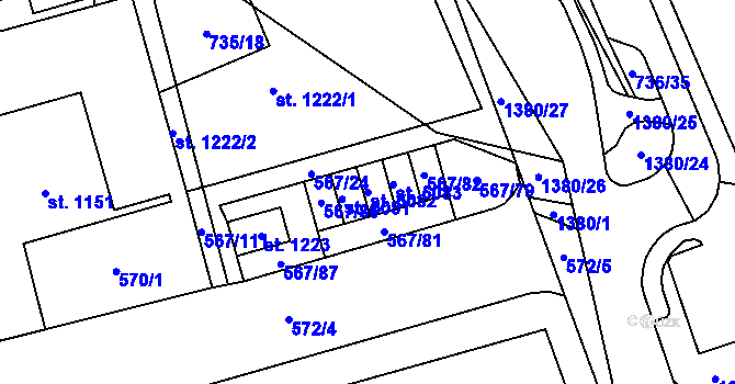 Parcela st. 5082 v KÚ Blansko, Katastrální mapa