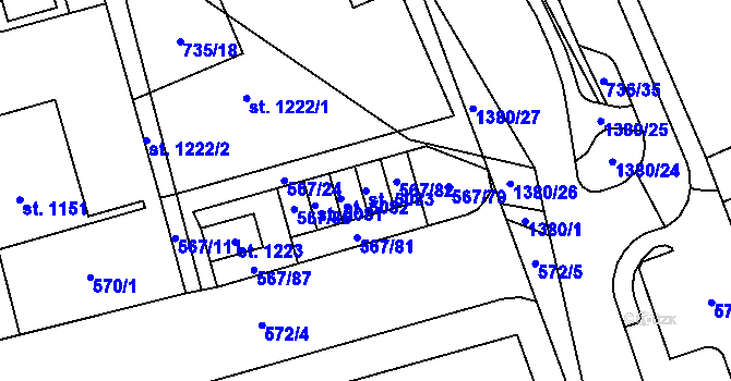 Parcela st. 5083 v KÚ Blansko, Katastrální mapa