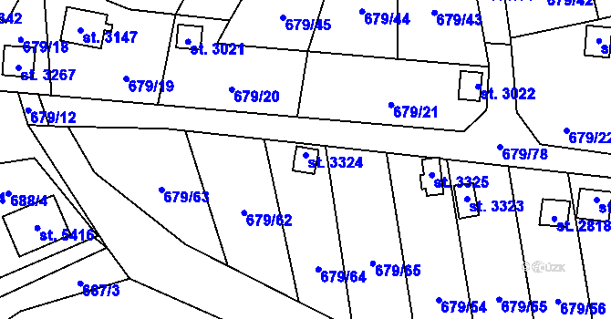 Parcela st. 3324 v KÚ Blansko, Katastrální mapa
