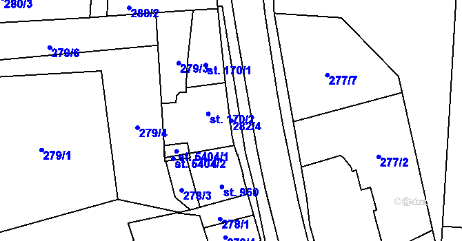 Parcela st. 282/4 v KÚ Blansko, Katastrální mapa