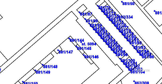 Parcela st. 5094 v KÚ Blansko, Katastrální mapa