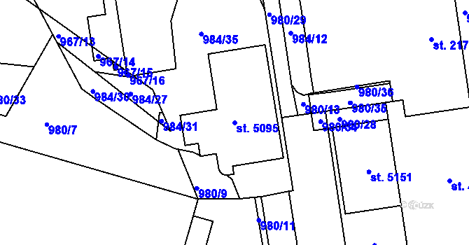 Parcela st. 5095 v KÚ Blansko, Katastrální mapa