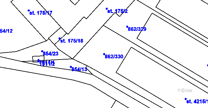 Parcela st. 862/330 v KÚ Blansko, Katastrální mapa