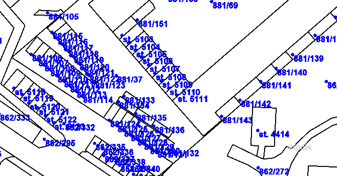 Parcela st. 5110 v KÚ Blansko, Katastrální mapa