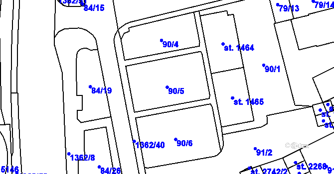 Parcela st. 90/5 v KÚ Blansko, Katastrální mapa