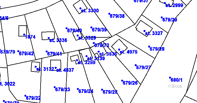 Parcela st. 3536 v KÚ Blansko, Katastrální mapa