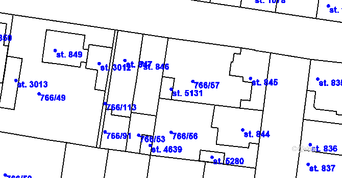 Parcela st. 5131 v KÚ Blansko, Katastrální mapa