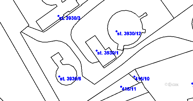 Parcela st. 3930/1 v KÚ Blansko, Katastrální mapa